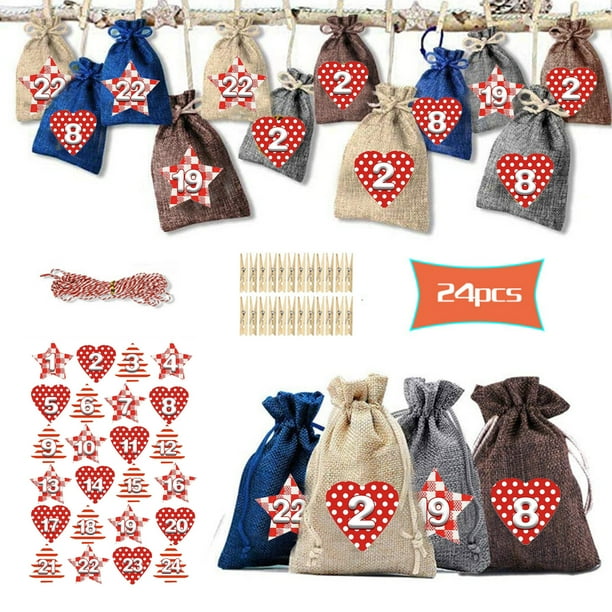 Details about / Linen Embroidered Drawstring Gift Bags Christmas Decoration Candy Cookies Snacks